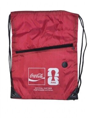 Coca Cola FIFA Official World Cup Soccer Red Drawstring Cinch Sack Backpack NWOT